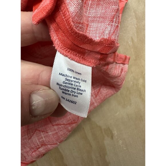 STS Sail to Sable Pinks 100% Linen Shift Dress Embroidered Detailed Trim XS - Picture 4 of 8